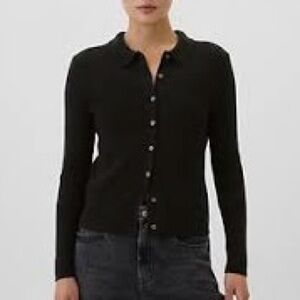 GAP Factory CashSoft Collared Button-Front Cardigan in True Black | XXL | GUC